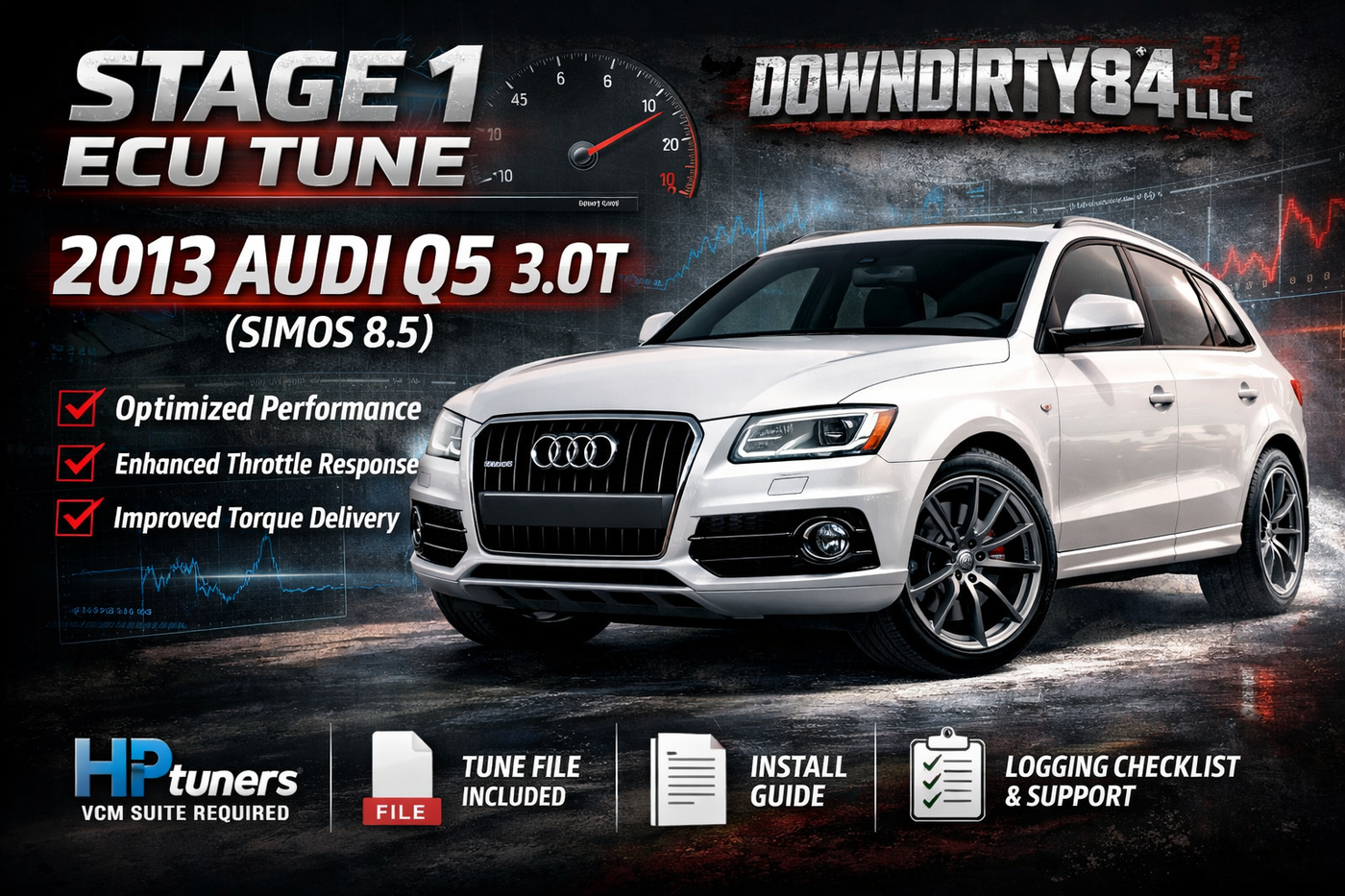 Stage 1 ECU Tune — 2013 Audi Q5 3.0T (Simos 8.5)