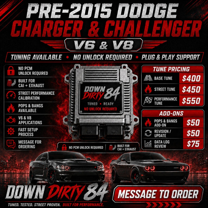 Down Dirty 84 Dodge service pricing graphic