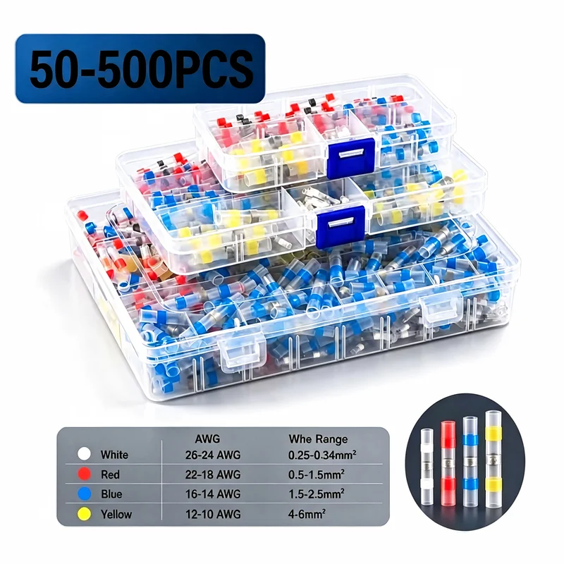 500-Piece Waterproof Heat-Shrink Solder Connector Kit